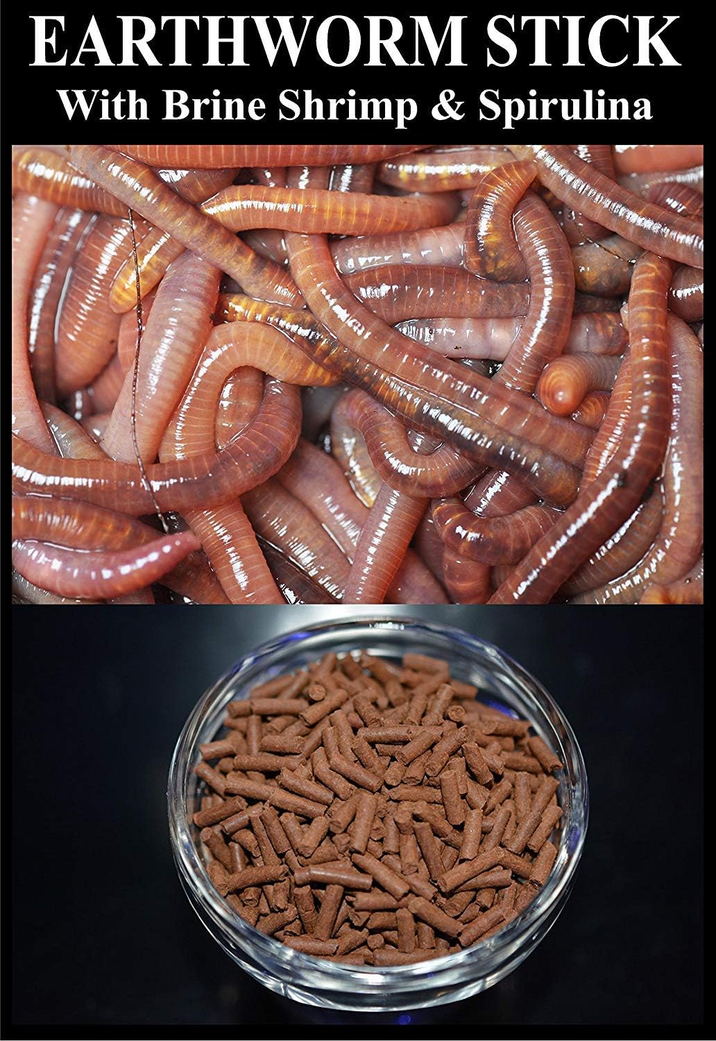 EARTHWORM STICKS,Fish Food,Bottom Feeders,plecos,Catfish,Cory Cats,Shrimp - 7oz - ABF36