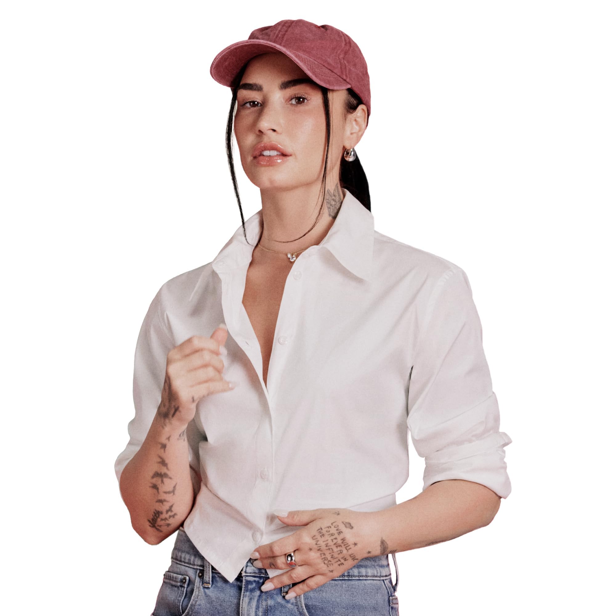 Photo 1 of Amazon Essentials Women's Modern Oversized-Fit Cropped Cotton Stretch Poplin Button-Down Shirt, Bright White, Medium