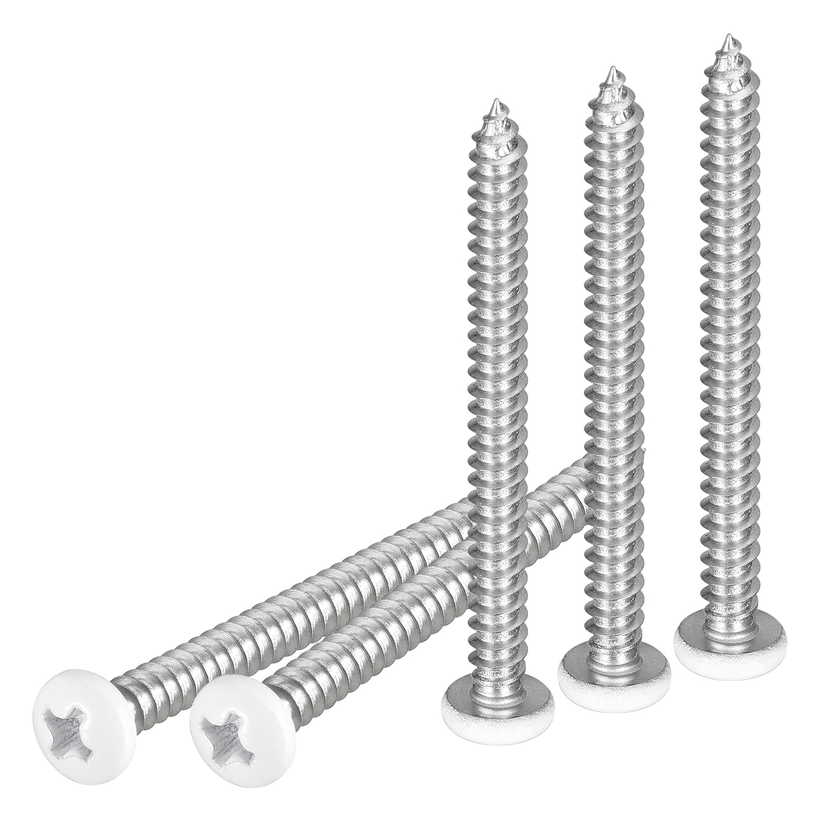 DTGN #8x2" White Screws 100Pack - 304 Stainless Steel Pan Head Phillips Sheet Metal Screw Self-tapping Screw Wood Screws