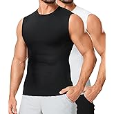 TAILONG 2 Pack Compression Shirt Men - Athletic Base Layer Sleeveless Workout Tank Top Slimming Undershirt