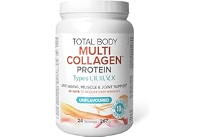 Natural Factors Total Body Multi Collagen Protein, 267g, Unflavoured, 10g of Hydrolyzed Collagen per Scoop, 24 Servings, Comb