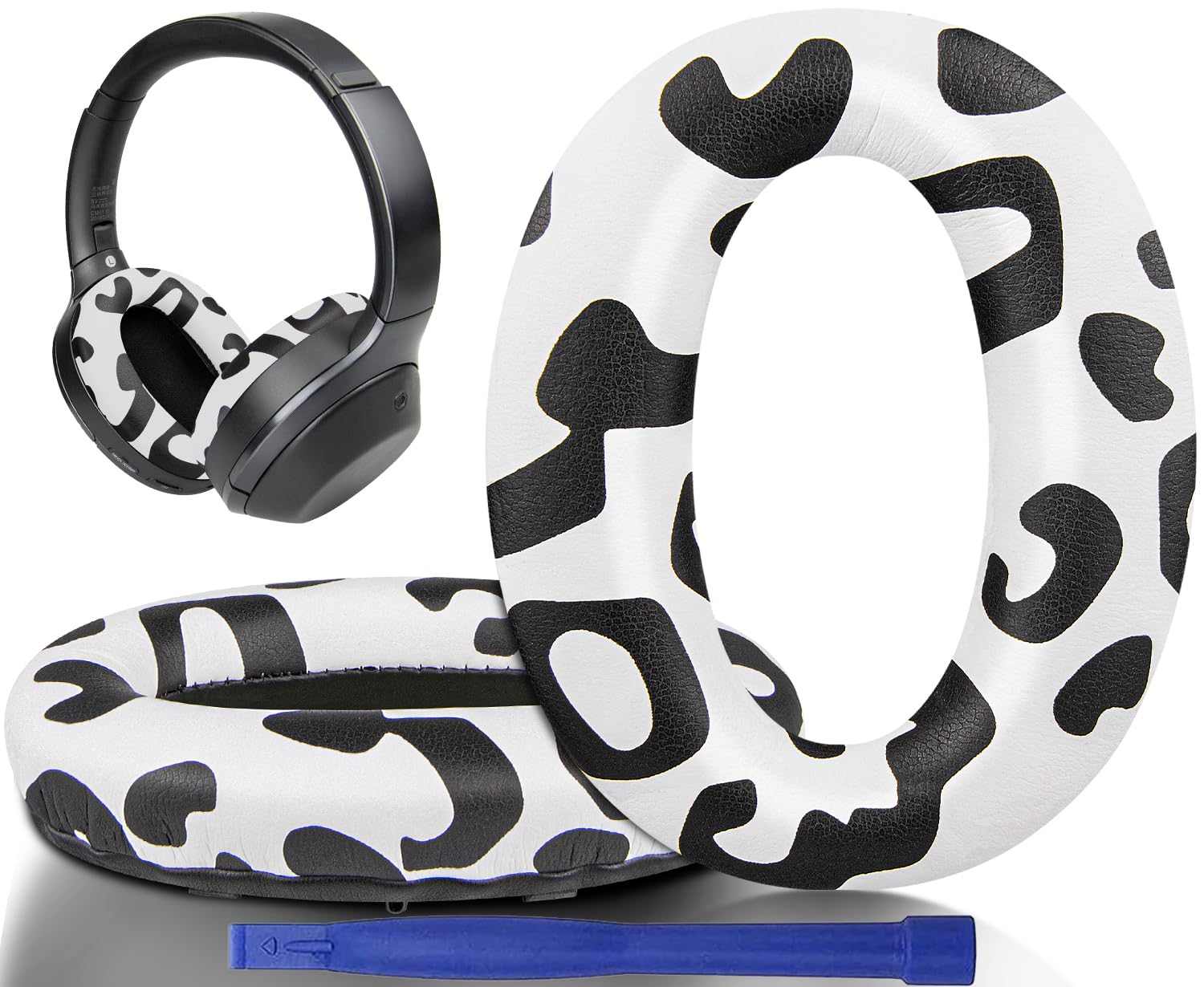 SOULWIT Replacement Earpads Cushions for Sony WH-1000XM2 (WH1000XM2) & MDR-1000X (MDR1000X) Headphones, Ear Pads with Noise Isolation Foam, Added Thickness (Snow Leopard)