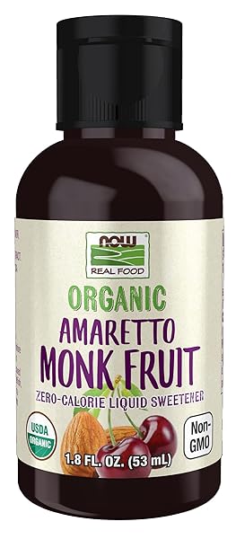 NOW FOODS, ORGANIC LIQUID MONK FRUIT, AMARETTO, ZERO-CALORIE...