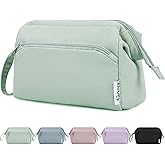 Narwey Wide-open Makeup Bag Women Girls, Travel Toiletry Bag for Women Cosmetic Bag Organizer Make up Bag with Compartments Toiletries Medicine Bag (Mint Green)