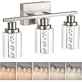 MELUCEE 3 Light LED Bathroom Light Fixtures 3000K-6000K Dimmable Vanity Lights Bathroom Lights Over Mirror Brushed Nickel Wal