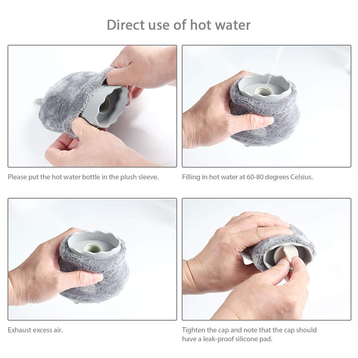 Womdee - Botella de agua caliente de silicona, con cubierta de ...