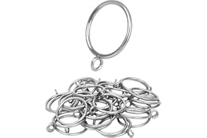Manysky Curtain Rings with Eyelets, 48 Pack Metal Drapery Rings for Pinch Pleat Curtains Panels, Drape Rings Fits Up to 1.2 in Curtains Rod, 1.5 Inch I D Silver