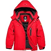 GEMYSE Boy's Waterproof Ski Snow Jacket Hooded Fleece Lined Windproof Winter Jacket