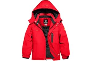 GEMYSE Boy's Waterproof Ski Snow Jacket Hooded Fleece Lined Windproof Winter Jacket