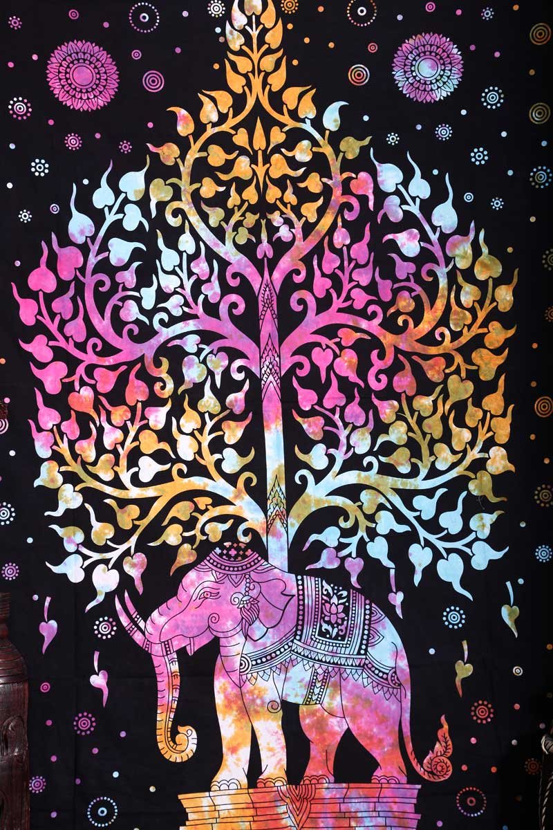 Arazzo indiano da appendere al muro con disegno di elefante e albero della vita in stile hippie e bohemian Amazon Casa e cucina