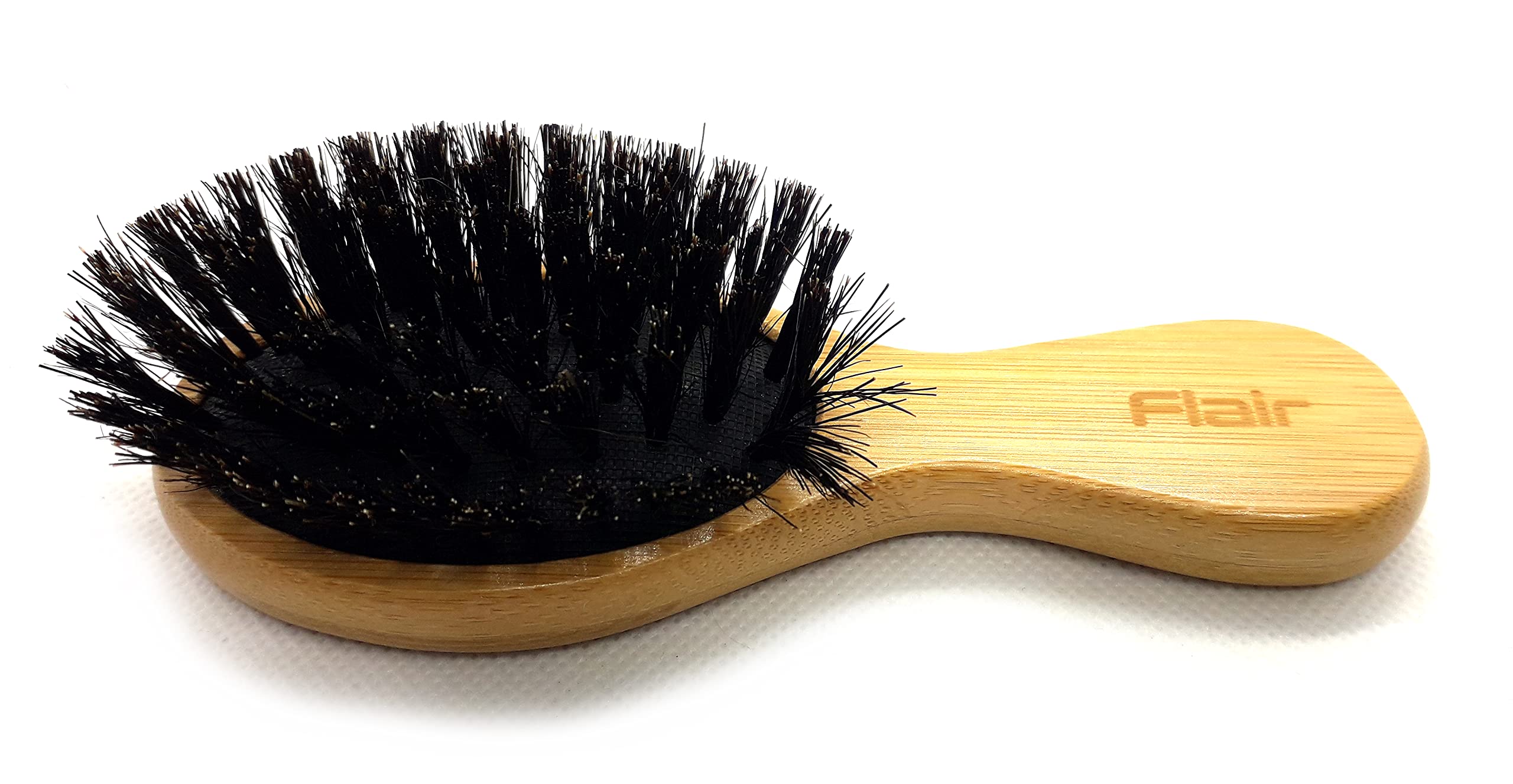 Flair Brush 100% Pure Small Boar Bristle Soft Hair Brush Mini - Bamboo Handle