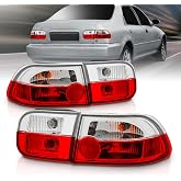 AmeriLite 2/4 Door Replacement Brake Trunk Taillights Red/Clear Set For 92-95 Honda Civic - Passenger and Driver Side