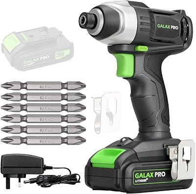 GALAX PRO 20V Cordless Impact Driver 0-2800RPM 6 Bits Battery Charger