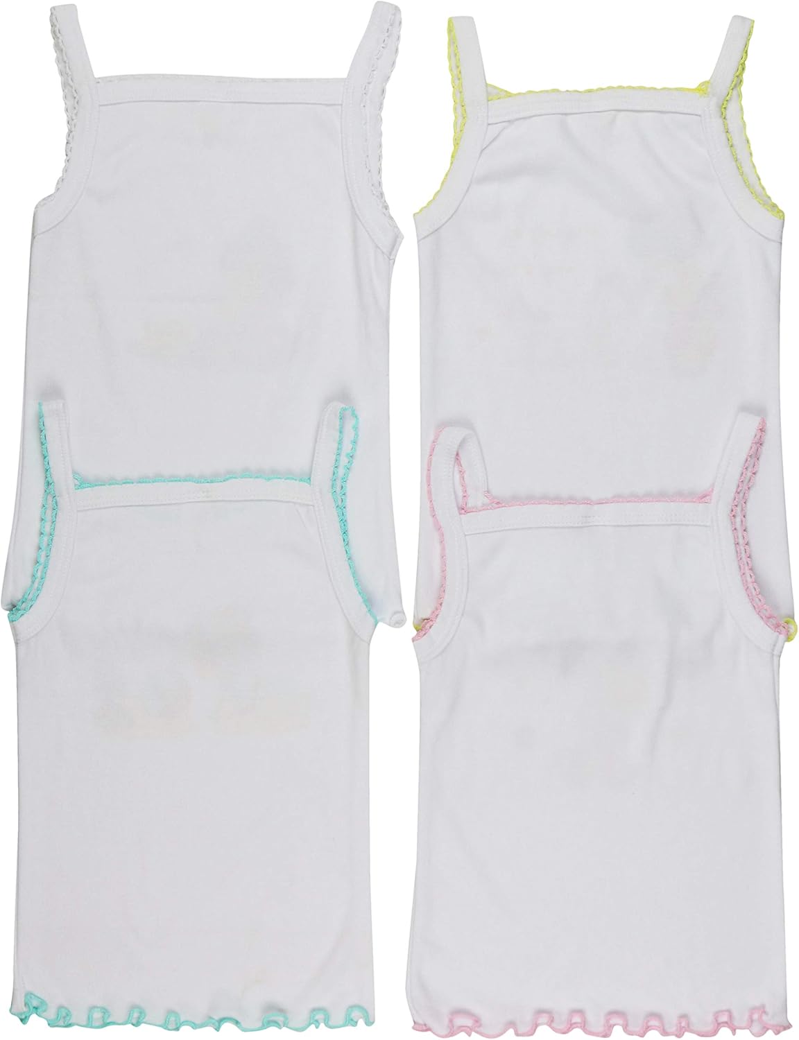ToBeInStyle Girl's 4 Pack Ruffle Hem Spaghetti Strap Tank Tops: Clothing