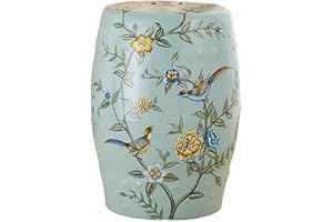 JIXDILO Ceramic Garden Stool,Decorative Floral Porcelain Garden Stool,Round Side Table for Indoor Outdoor,Glazed Hand-Painted