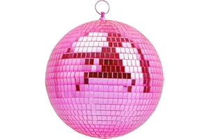 MUZTOP 8 Inch Pink Disco Ball, Mirror Ball for Disco Parties, DJ Stage, Wedding, Home Decor