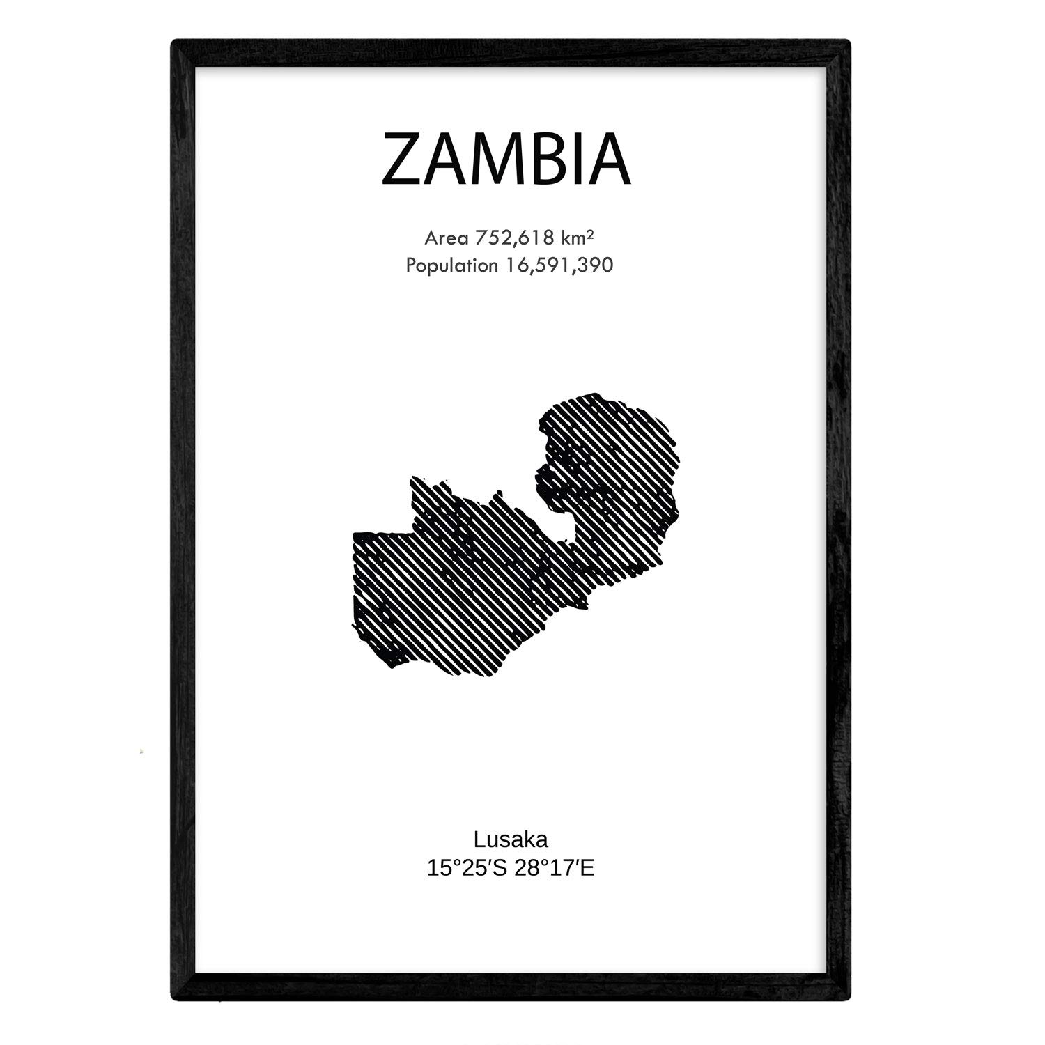 Nacnic Poster of Zambia. Sheets of countries and continents. A3 size