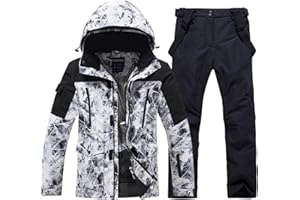 YEEFINE Men's Ski Suit Waterproof Snow Suits Two Piece Snowboard Jacket and Pants Set Outdoor Windproof Winter Warm Snowsuits