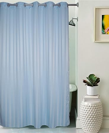 Lushomes Unidyed Polyester Shower Curtain with 10 Eyelets (Sky Blue, Size: 70x82) - Single Pc