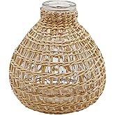 Anxingo Vase with Rattan Cover, Rattan Decorative Vase, Can Be Used for Flower Arrangements, Essential Oil Aromatherapy, Home Decoration, Restaurant Decoration (Spherical)