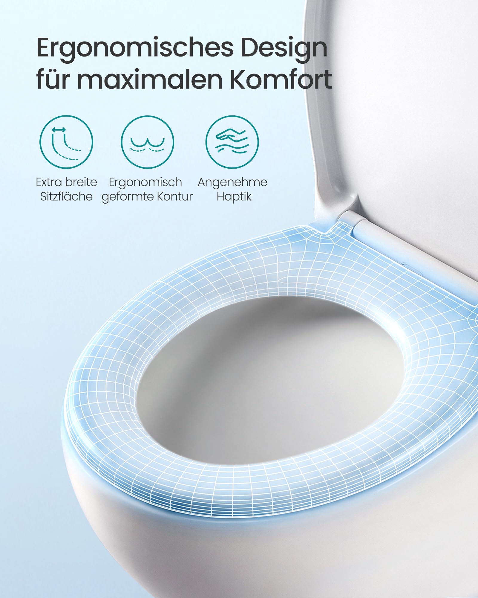 SONGMICS Toilettendeckel O-Form, WC-Sitz mit Absenkautomatik, Griff, Toilettensitz schnell abnehmbar, Klodeckel einfache Montage, WC-Deckel Urea-Duroplast, bis 300 kg belastbar, weiß BTL101WZ01 8