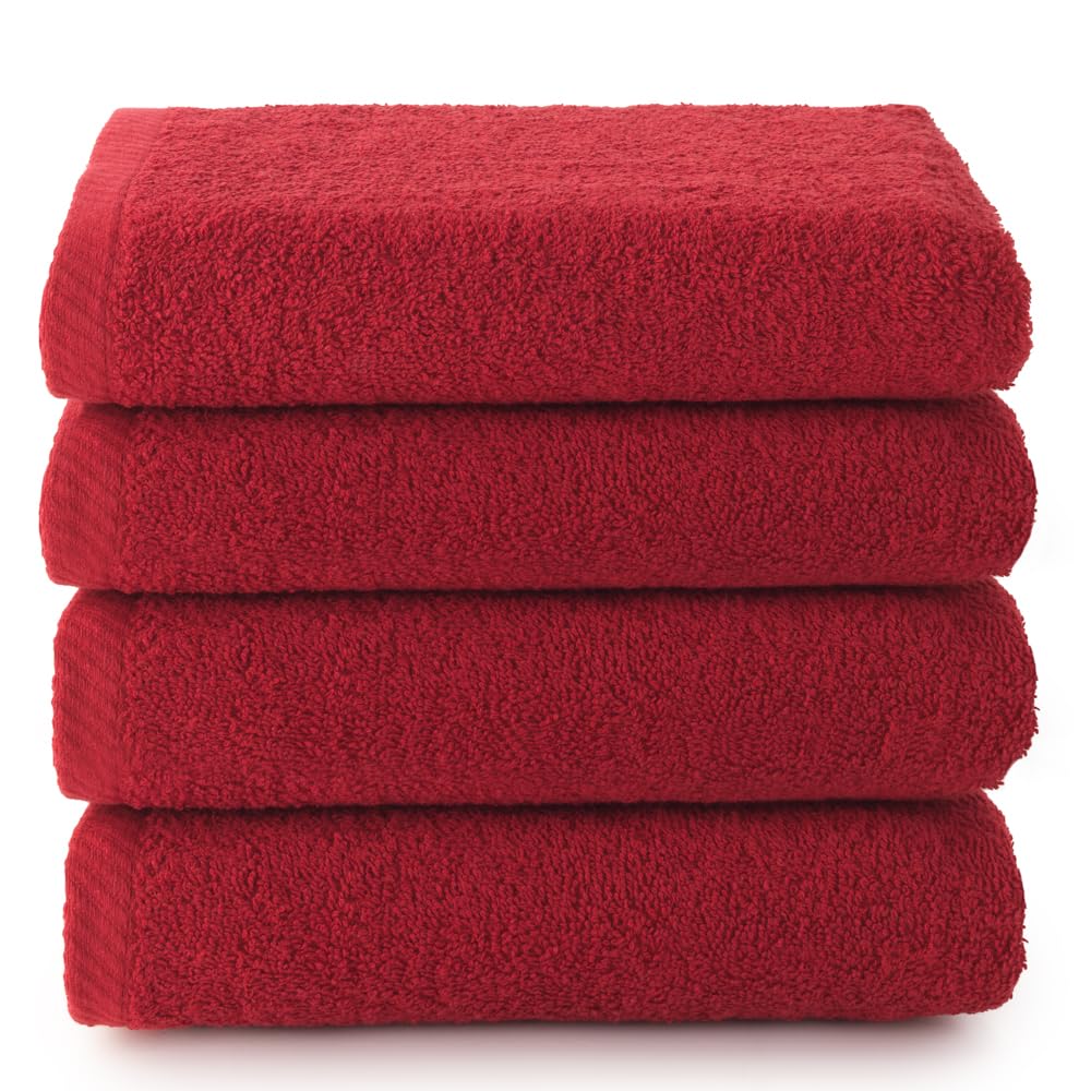 Top Towel - Plus - Bath Towels - 4 Face Towels or Bidet - 30 x 50 cm - 100% Cotton - Garnet