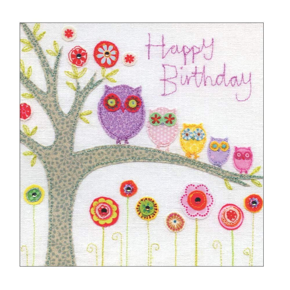 Hand Finished Owls Birthday Card