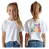 9th Birthday Shirt Girl On Cloud Nine Graphic Tee 9 Year Old Birthday Party T-Shirt Girl Summer Short Sleeve Top
