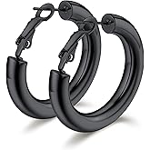 Bestyle 5mm Thick Large Hoop Earrings for Women Lightweight Chunky Hoop Earrings Hollow Tube Hypoallergenic Gold/Silver/Black/Stainless Steel Earrings 30/40/60/80mm