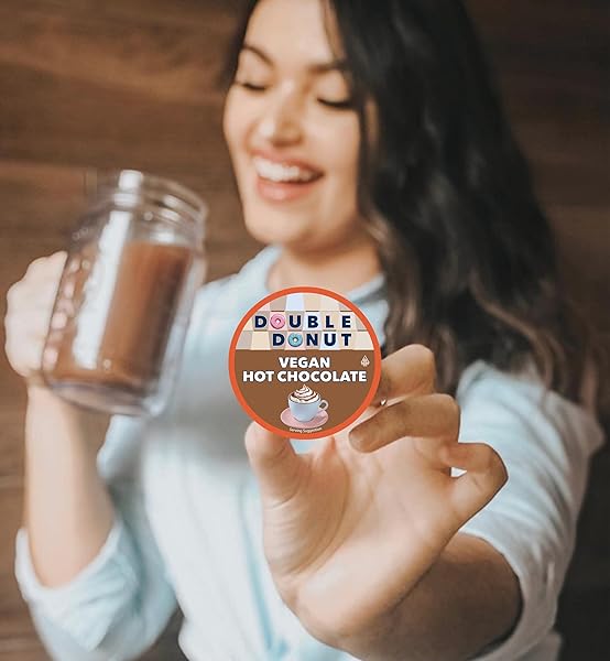 DOUBLE DONUT DAIRY FREE HOT CHOCOLATE PODS, LACTOSE FREE VEGAN HOT CHOCOLATE MIX CUPS FOR KEURIG K CUP BREWERS, 22 COUNT (PACK OF 1)