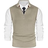 PJ PAUL JONES Mens Sweater Vest Quarter Zip Vest Sweater Stand Collar Contrast Stripes Pullover Knitwear Vest