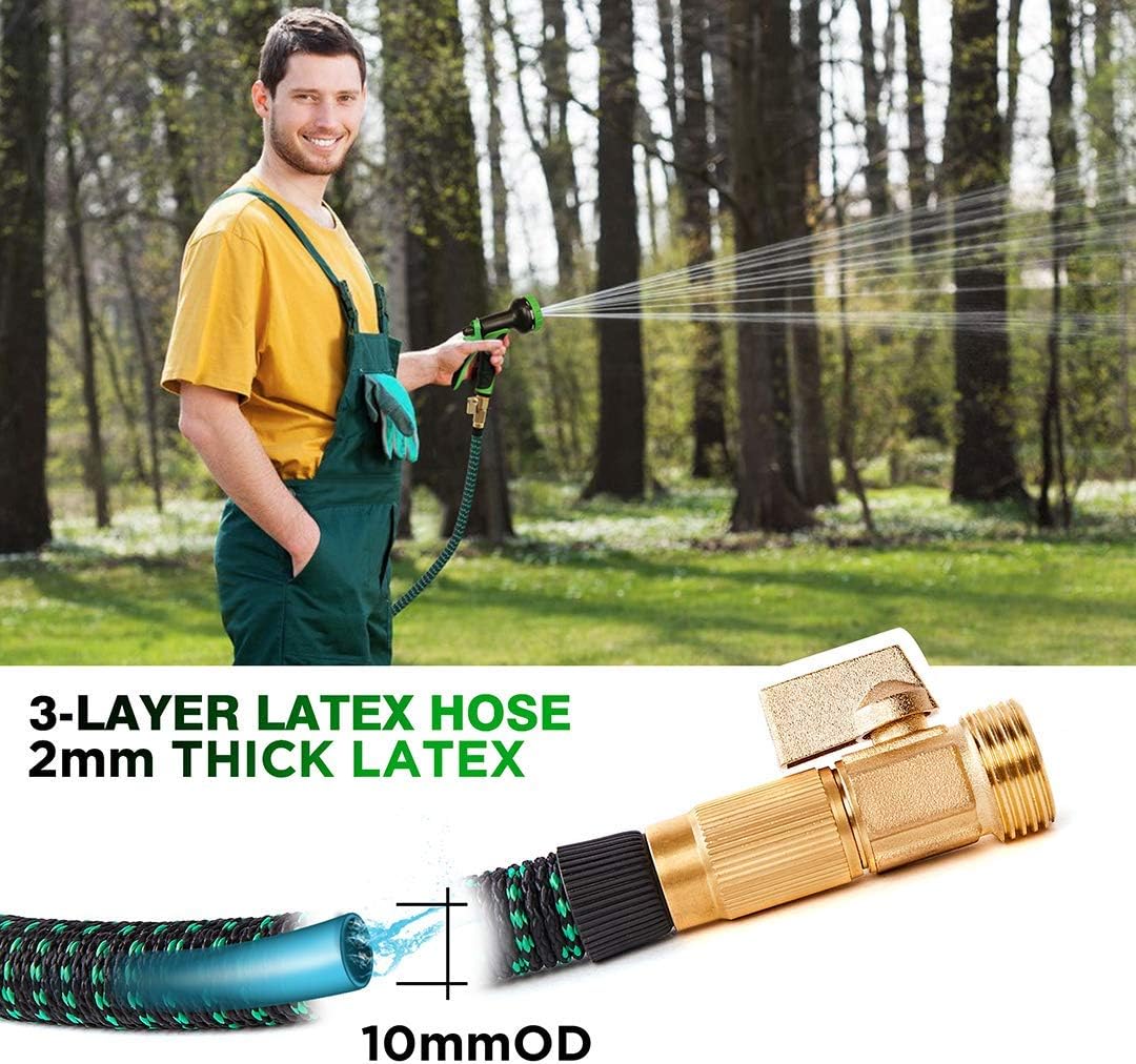 100 ft Expandable Garden Hose, Upgraded Leakproof Lightweight Garden Water Hose with 3/4" Solid Brass Fittings, Extra Strength 3750D Durable Gardening Flexible Hose, Expanding Garden Hoses Spray Nozzle … : Garden & Outdoor