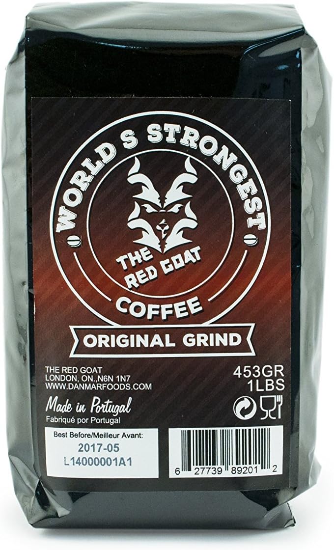 The Red Goat Original Ground Coffee, the World's Strongest Coffeend - 16 Ounce Bag (Original Grind)