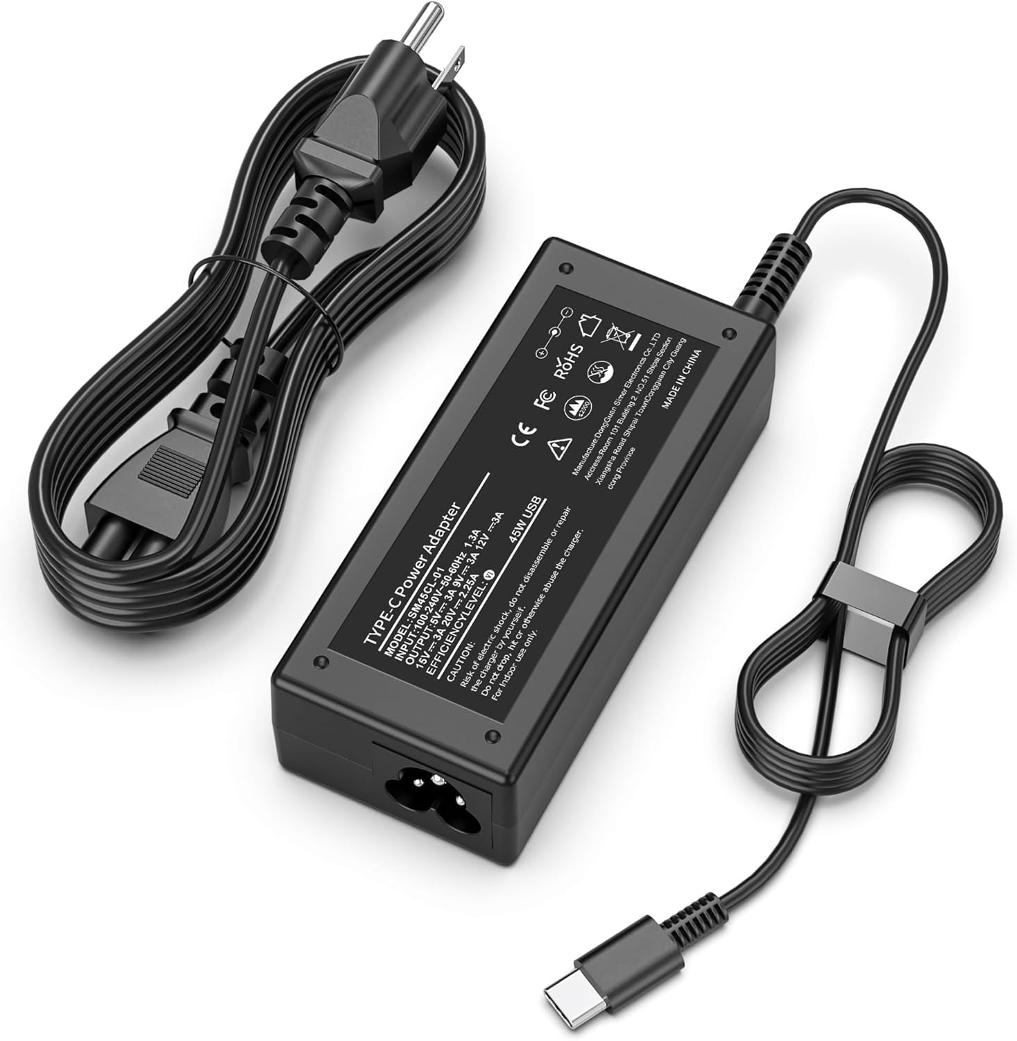 Photo 1 of SLE-TECH Universal 45W Laptop Charger USB Type C Compatible with HP Chromebook Dell Lenovo Acer Asus Google Series Type C Fast Charging Power Cord