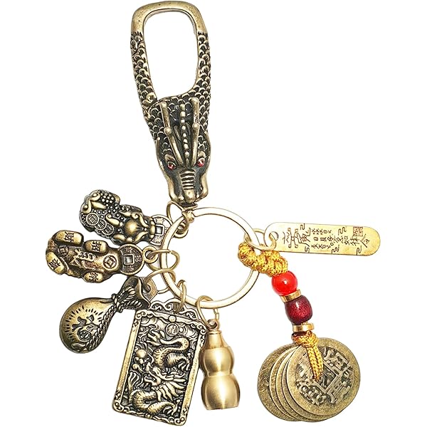 Piegricdiat 十字金刚杵钥匙扣挂件 Feng Shui Gourd Keychain with