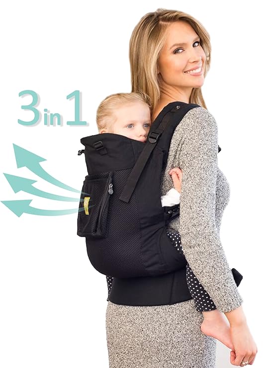 grown man in baby carrier
