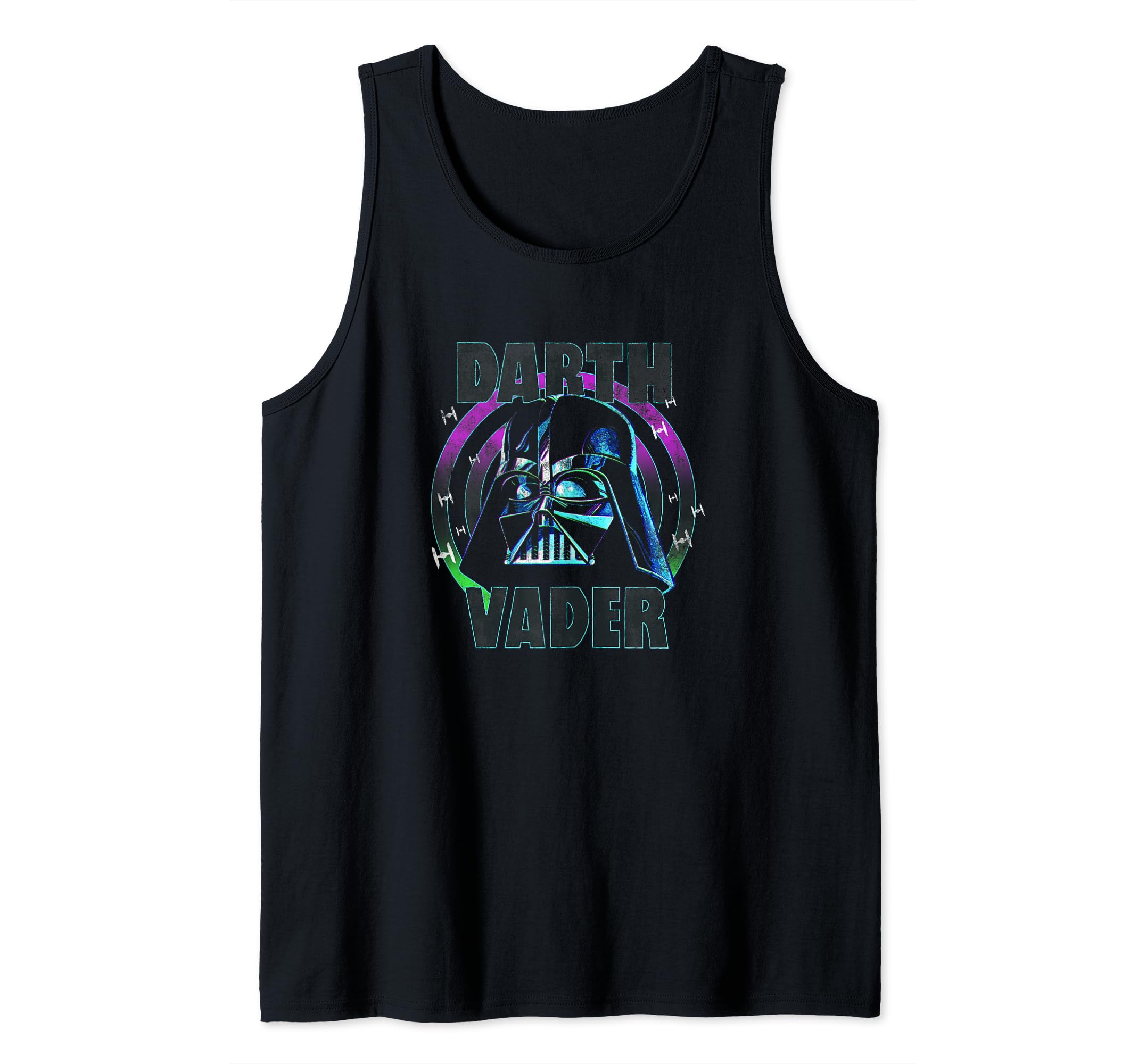 Star Wars Neon Darth Vadar Helmet Space Ships Tank Top