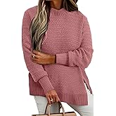 Eytino Womens Plus Size Sweater Long Sleeve Crewneck Knit Side Slit 2025 Fall Fashion Pullover Tops(1X-5X)