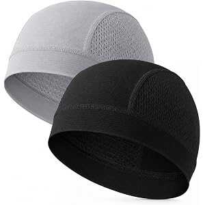 2 Pack Cooling Skull Caps for Men, Quick Dry Skull Cap Helmet Liner | Breathable Mesh Sweat Wicking Beanie, Lightweight Cycli
