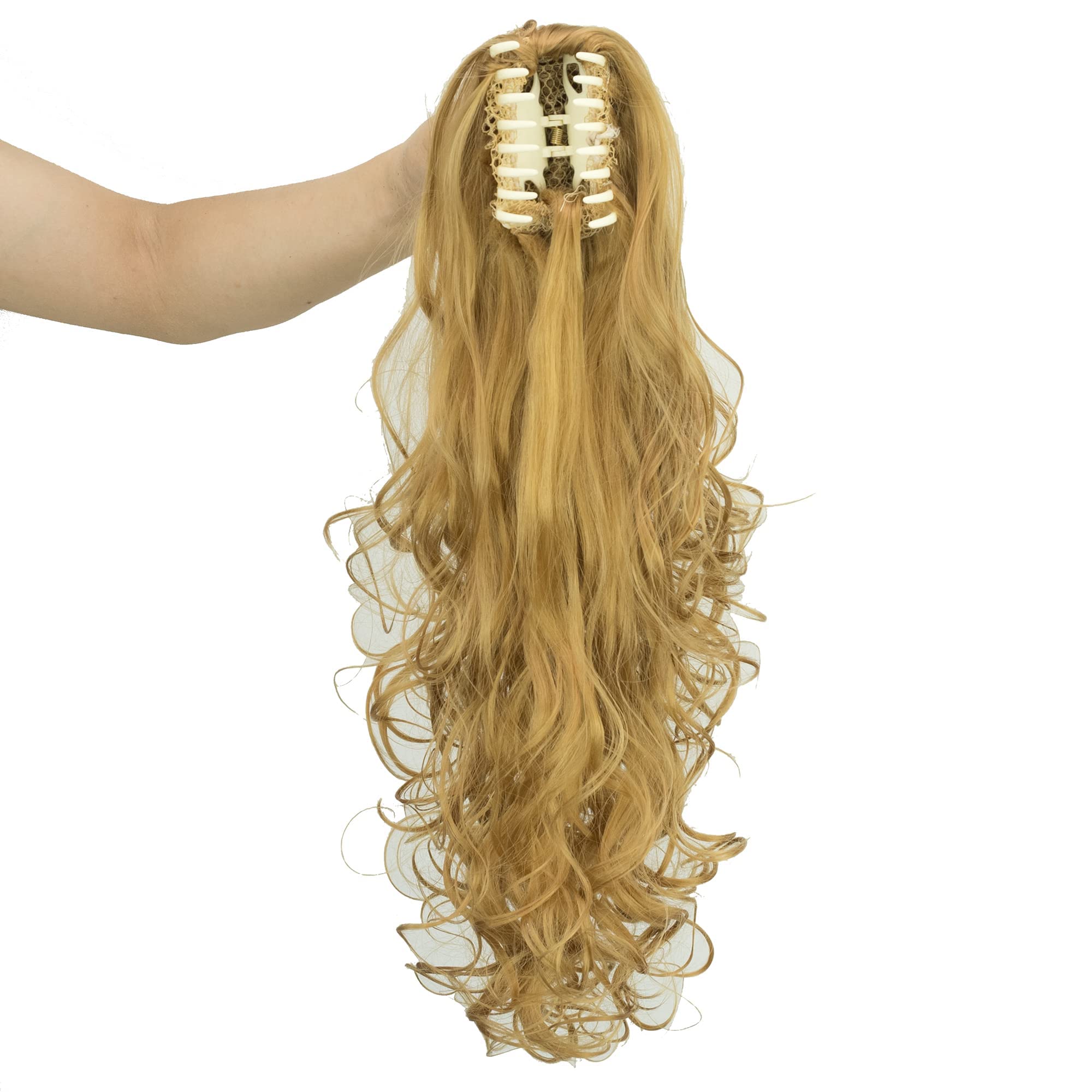 IMISSU Thick Mess Curly Jaw Claw Ponytail Hair Pieces Extensions Pony Tail Clip in Hairpiece 24 Inches (Copper)