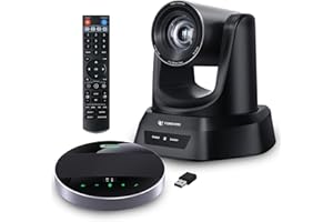 TONGVEO 3X Conference Room Camera System, 1080P 60FPS USB 3.0 3X Optical Zoom PTZ Camera and Wireless Bluetooth Speakerphone with Microphones, Works with Zoom, OBS, Skype, Teams and More