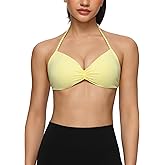 Halter Sports Bras for Women Padded Strappy Yoga Bra Adjustable Open Back Workout Gym Bras Casual Crop Top