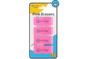 Erasers Pencil Block, Hi Polymer Large Pink Soft Eraser, Rubber and Non – Abrasive Eraser, Erasers School Supplies for Kids and Artists, Best Eraser for Drawing (4 PC) – by Enday