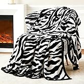 PU MEI Fuzzy Flannel Throw Blanket for Sofa, Couch, Bed, Black and White Zebra Print Blanket Animal - Lightweight Double Sided Cozy Super Soft Blankets, 60" x 80" inches