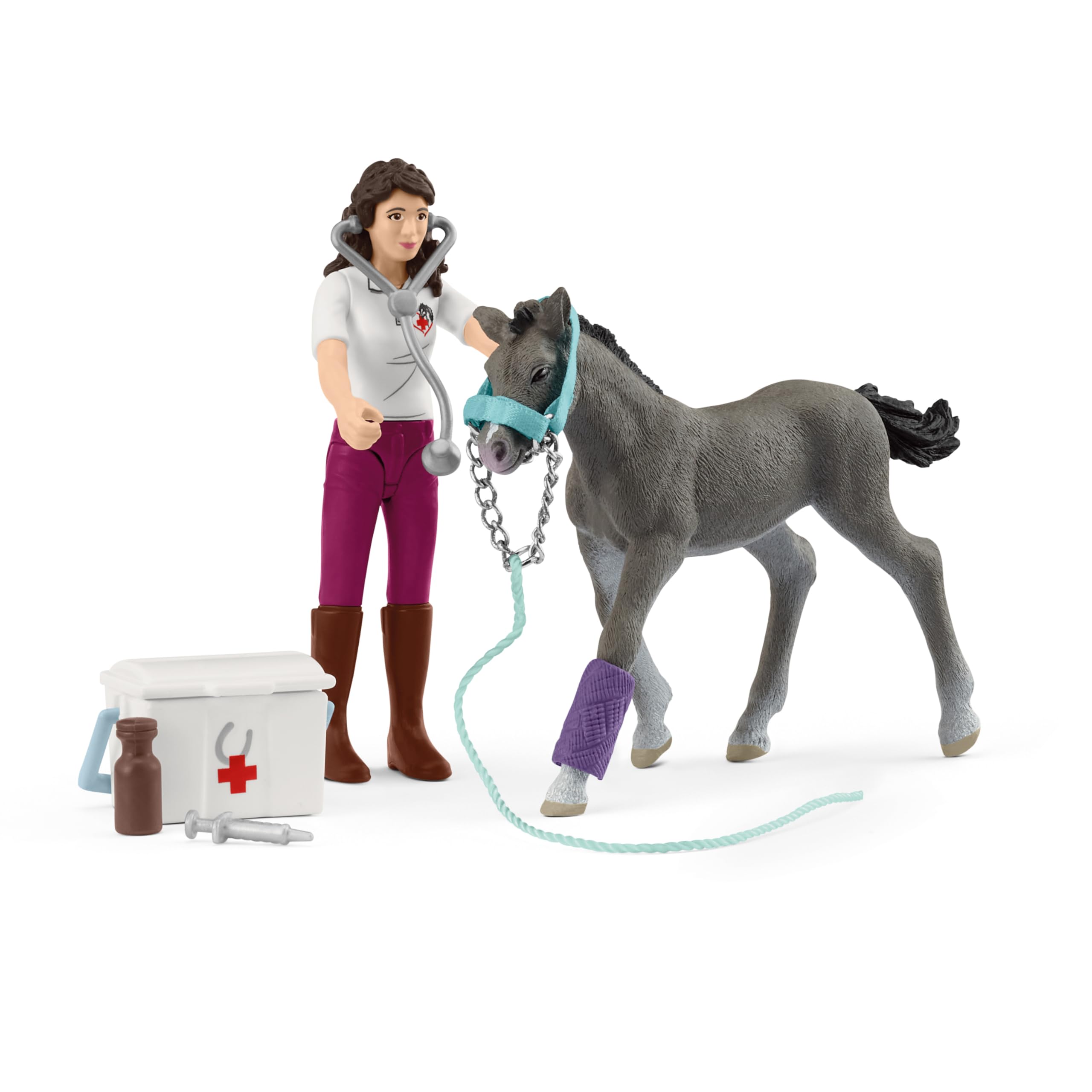 Schleich Horse Club Ms. Kramer with foal 12 Piece Pocket Set for Girls and Boys Ages 4+