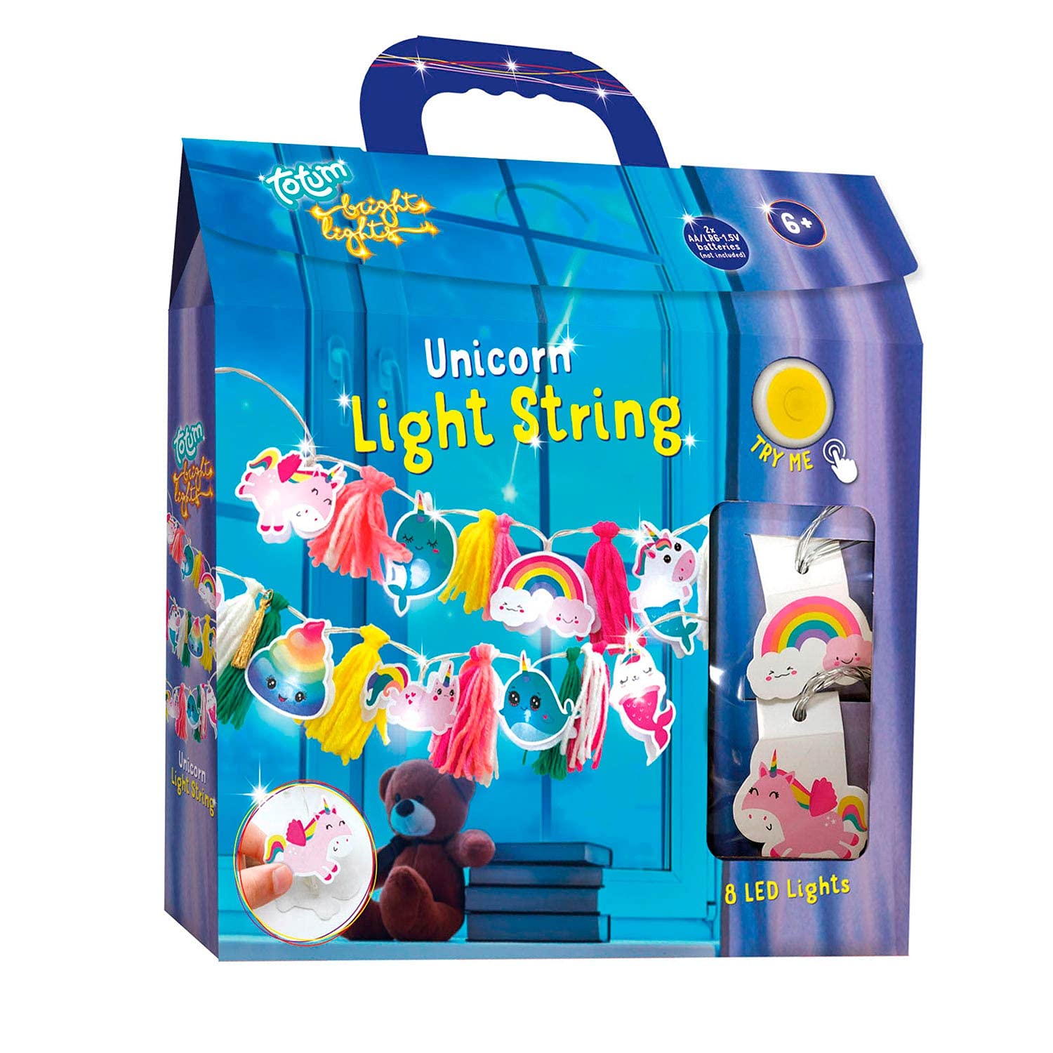 Fairy Lights Craft Set - Cute Unicorn Fairy Lights Design with Colourful Pombbles and Unicorn Motifs