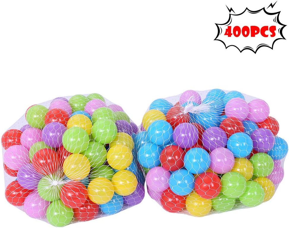 Kimanli Ocean Balls 400pcs Pit Balls Soft Plastic Withstand Voltage for Ball Pit Balls Children's Marine Ball (Net Bag)