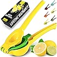 Zulay Kitchen Metal 2-in-1 Lemon Squeezer - Sturdy Max Extraction Hand Juicer Lemon Squeezer Gets Every Last Drop - Easy to C