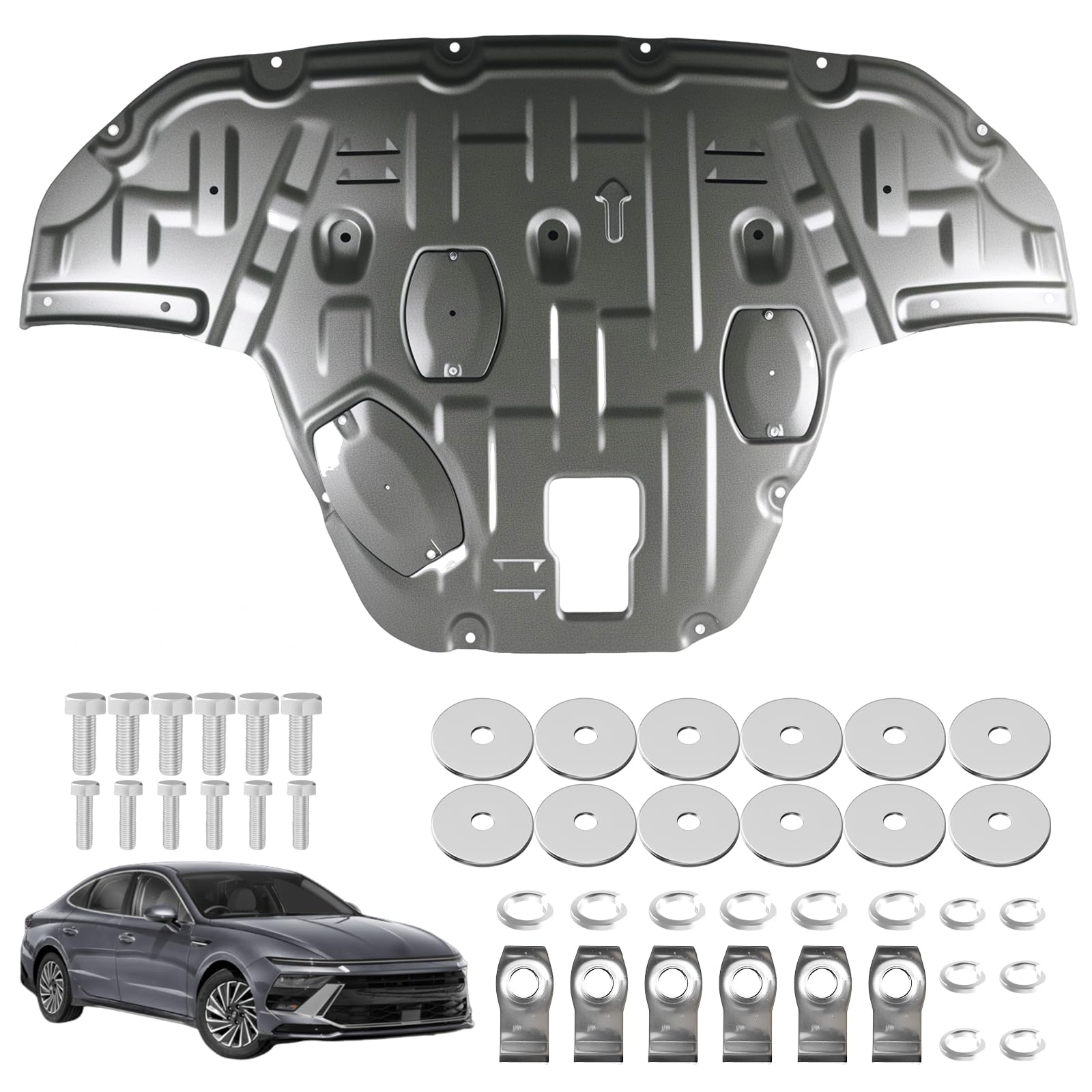 Photo 1 of Carbon Steel Engine Splash Shield for Hyundai Sonata 2020 2021 2022 2023 2024 2025, Engine Case Guard Under Engine Cover, Front Engine Guard Mud Flaps Including Screw Hardware