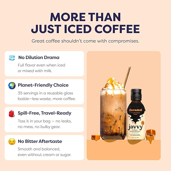 COFFEE CONCENTRATE – COLD BREW COFFEE, PERFECT FOR HOT OR ICED INSTANT COFFEES, HOT DRINKS, COLD BREW CONCENTRATE, 35 SERVINGS – CARAMEL
